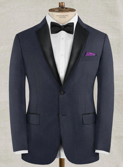 Napolean Navy Blue Wool Tuxedo Suit - Image 3