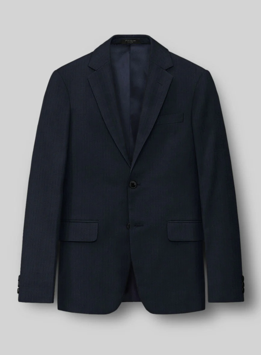 Napolean Navy Herringbone Wool Suit - Image 3