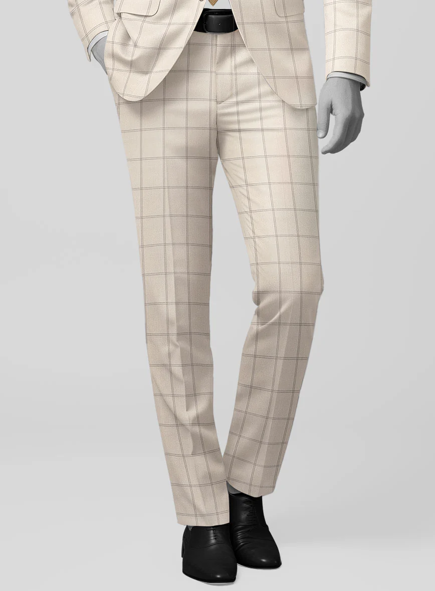 Napolean Noemi Windowpane Beige Wool Suit - Image 6
