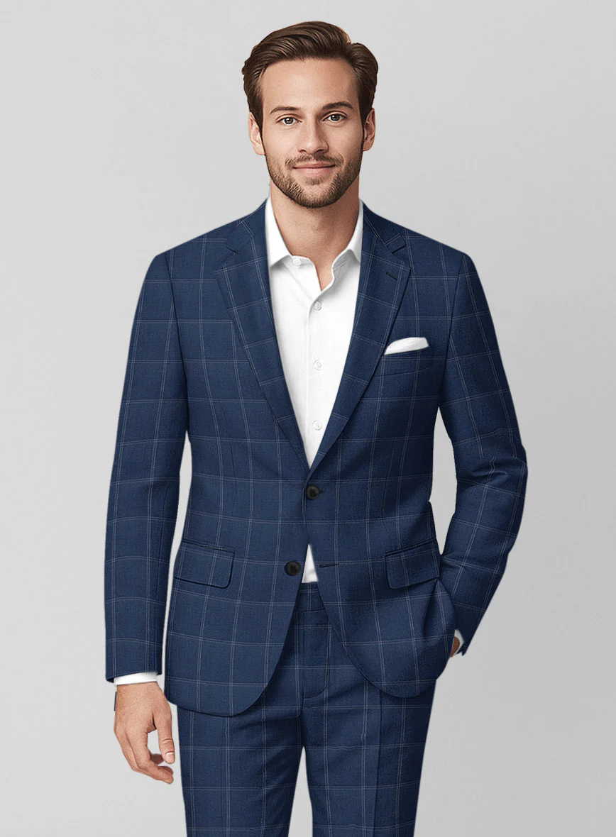 Napolean Noemi Windowpane Blue Wool Jacket - Image 2