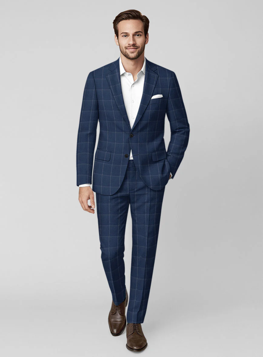 Napolean Noemi Windowpane Blue Wool Suit - Image 2