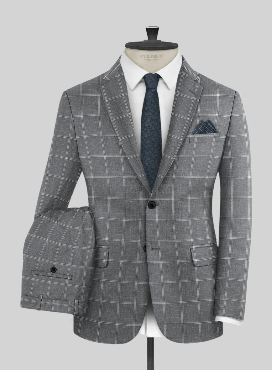 Napolean Noemi Windowpane Gray Wool Suit - Image 2