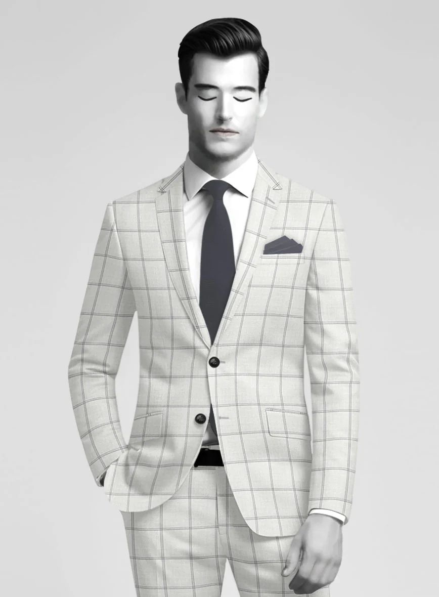 Napolean Noemi Windowpane Light Gray Wool Suit - Image 3