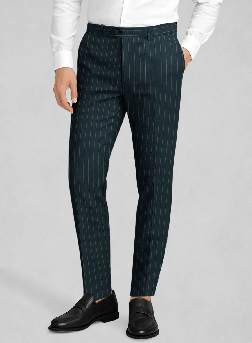 Napolean Oresto Stripe Dark Blue Wool Suit - Image 5