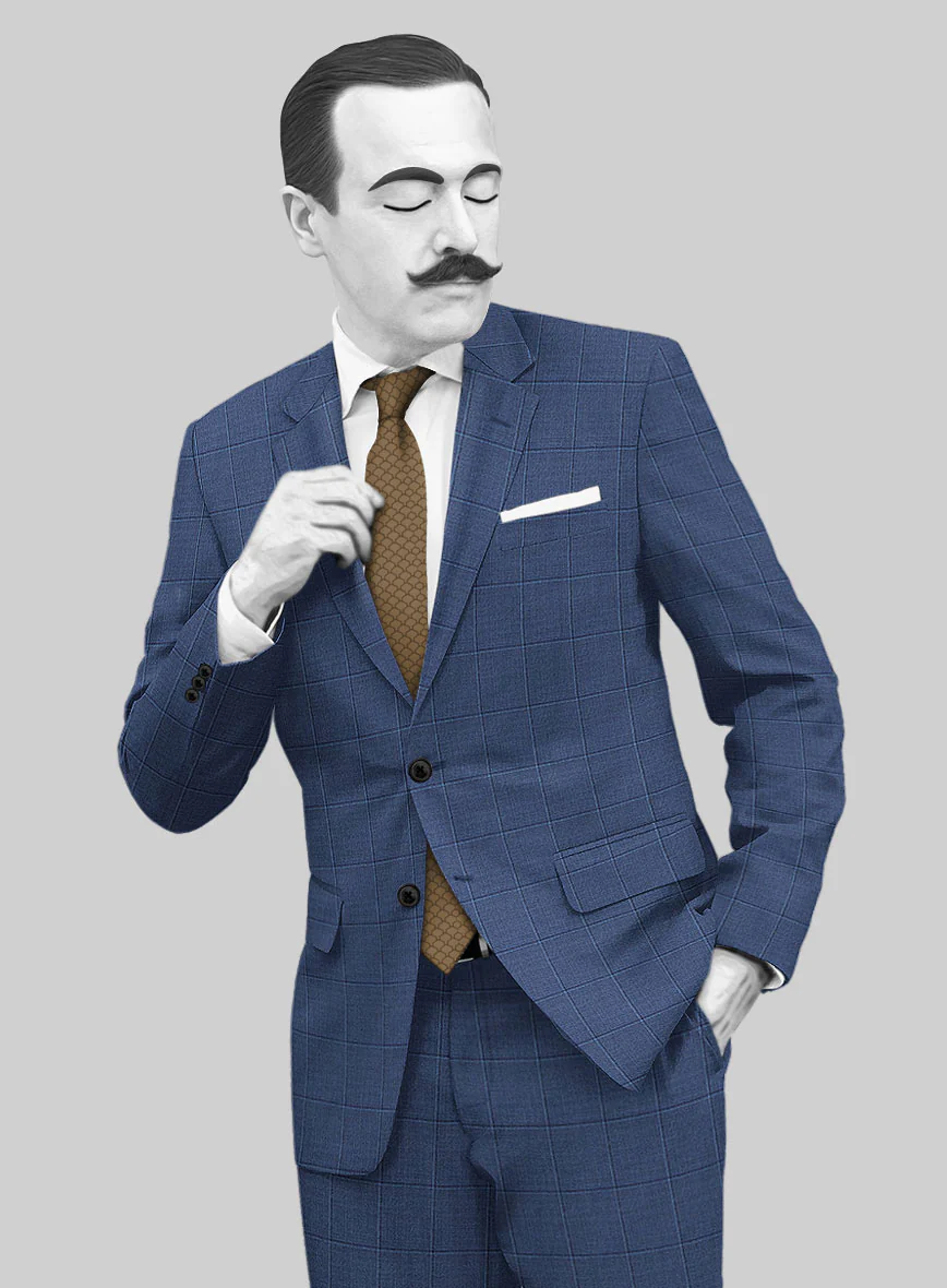 Napolean Pane Blue Wool Suit - Image 4