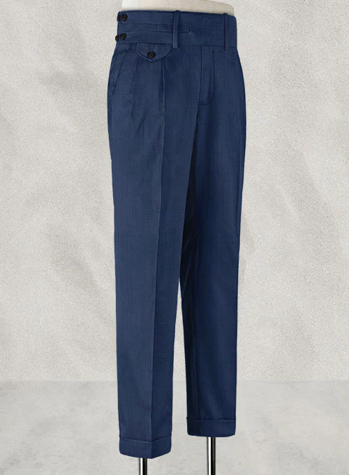 Napolean Persian Blue Double Gurkha Wool Trousers - Image 3