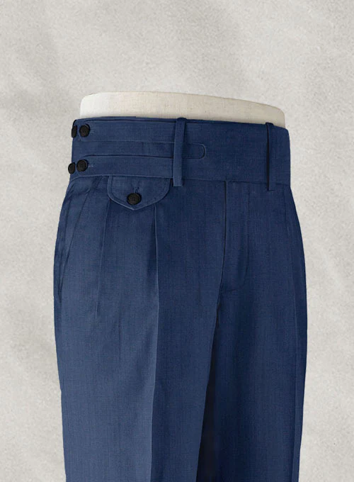 Napolean Persian Blue Double Gurkha Wool Trousers - Image 5