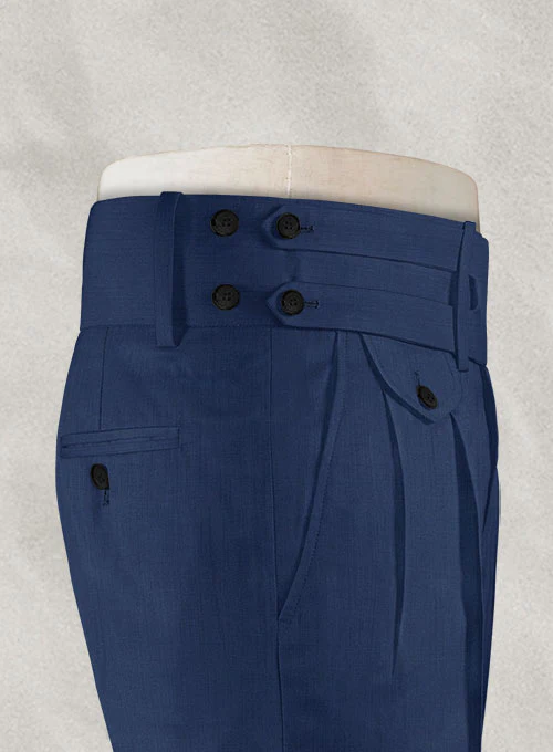 Napolean Persian Blue Double Gurkha Wool Trousers - Image 6