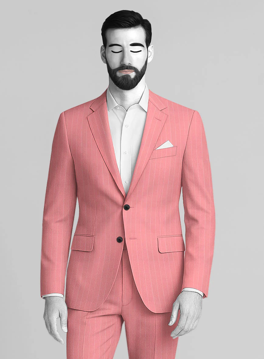 Napolean Petalo Stripe Pink Wool Suit - Image 3