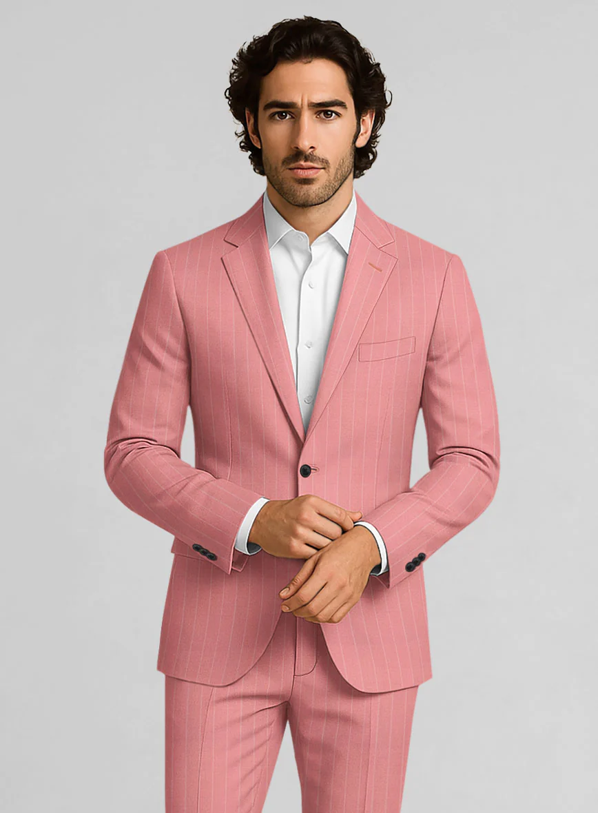 Napolean Petalo Stripe Pink Wool Suit - Image 7