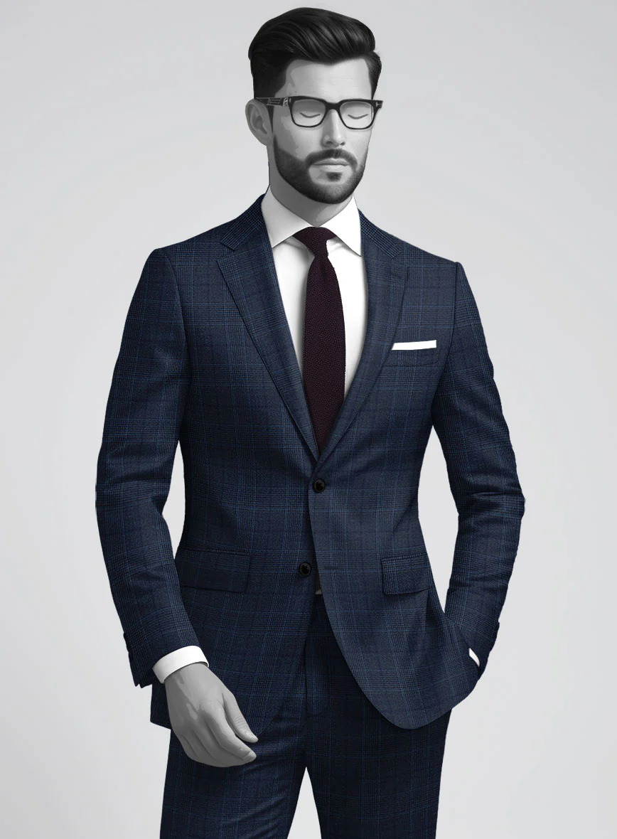 Napolean Porter Prince of Wales Blue Wool Jacket - Image 2