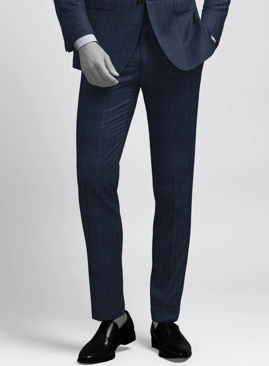 Napolean Porter Prince Of Wales Blue Wool Pants - Image 2