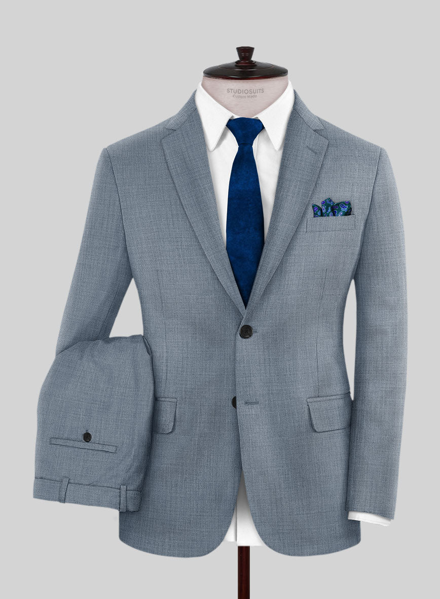 Napolean Powder Blue Sharkskin Wool Suit - Image 2