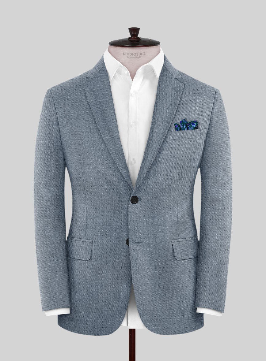 Napolean Powder Blue Sharkskin Wool Suit - Image 3