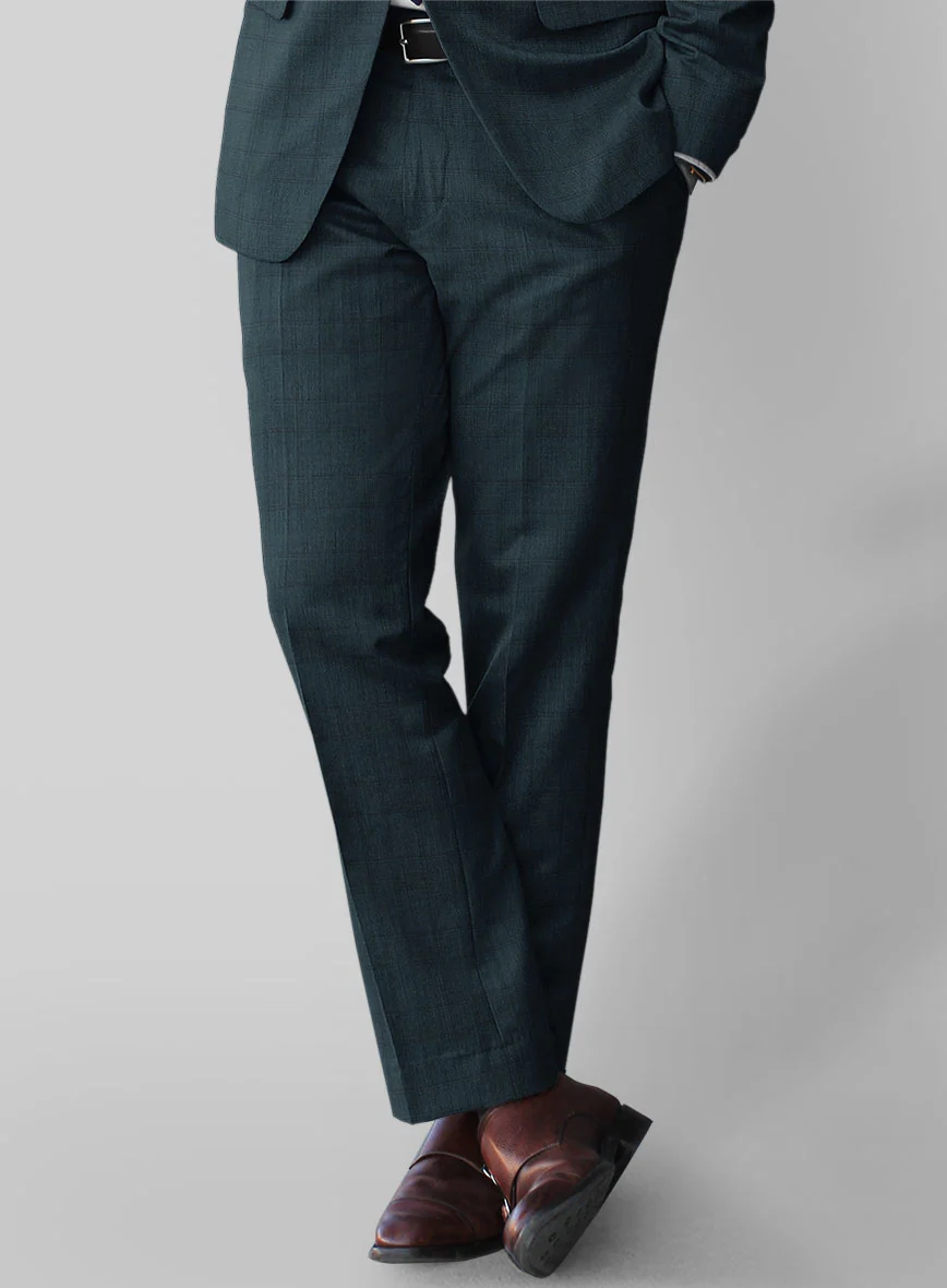 Napolean Preppy Teal Blue Check Pants - Image 2