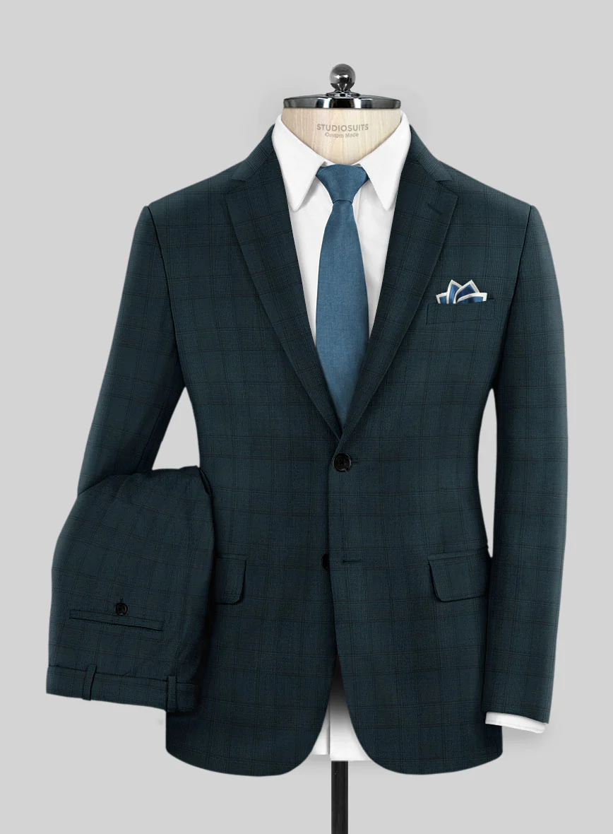 Napolean Preppy Teal Blue Check Suit - Image 2