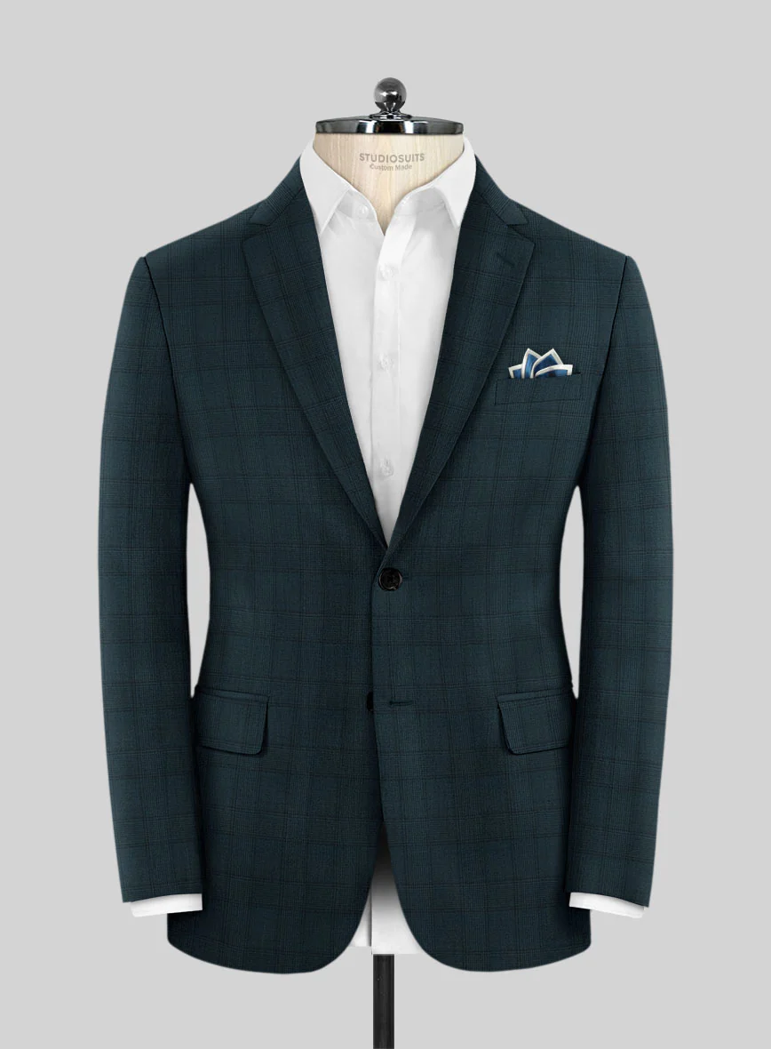 Napolean Preppy Teal Blue Check Suit - Image 3