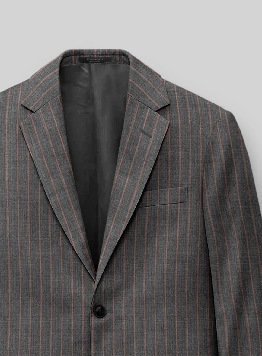 Napolean Raffa Stripe Ash Wool Suit - Image 4