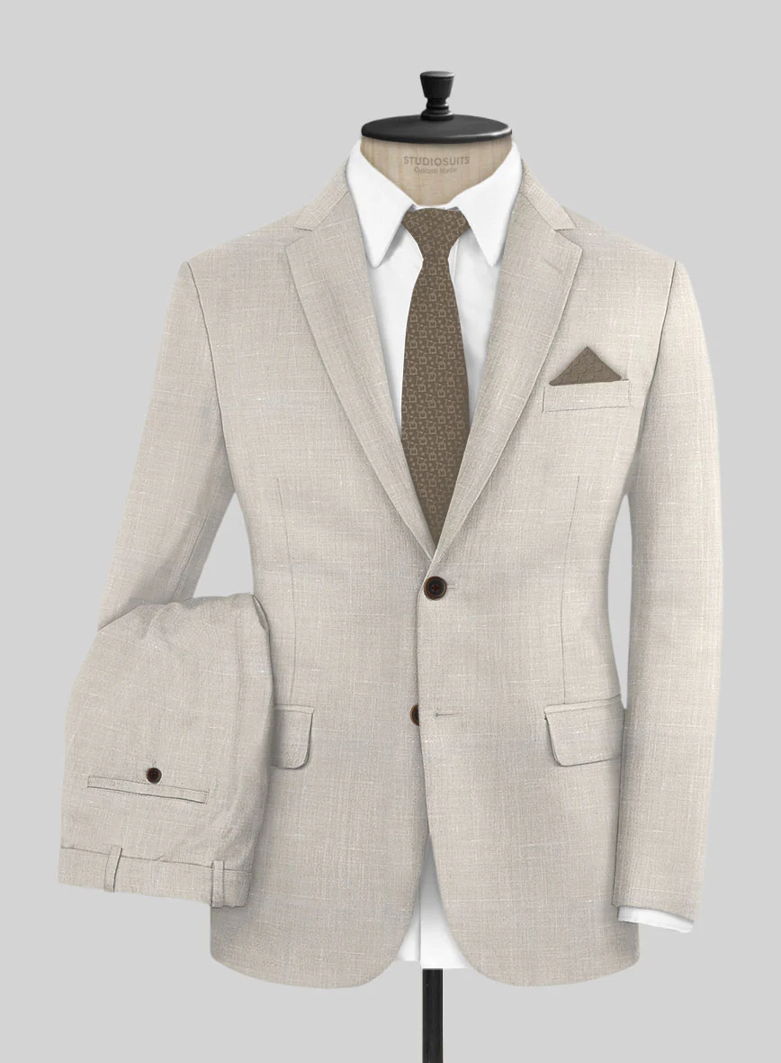 Napolean Ricci Muted Beige Wool Suit - Image 2