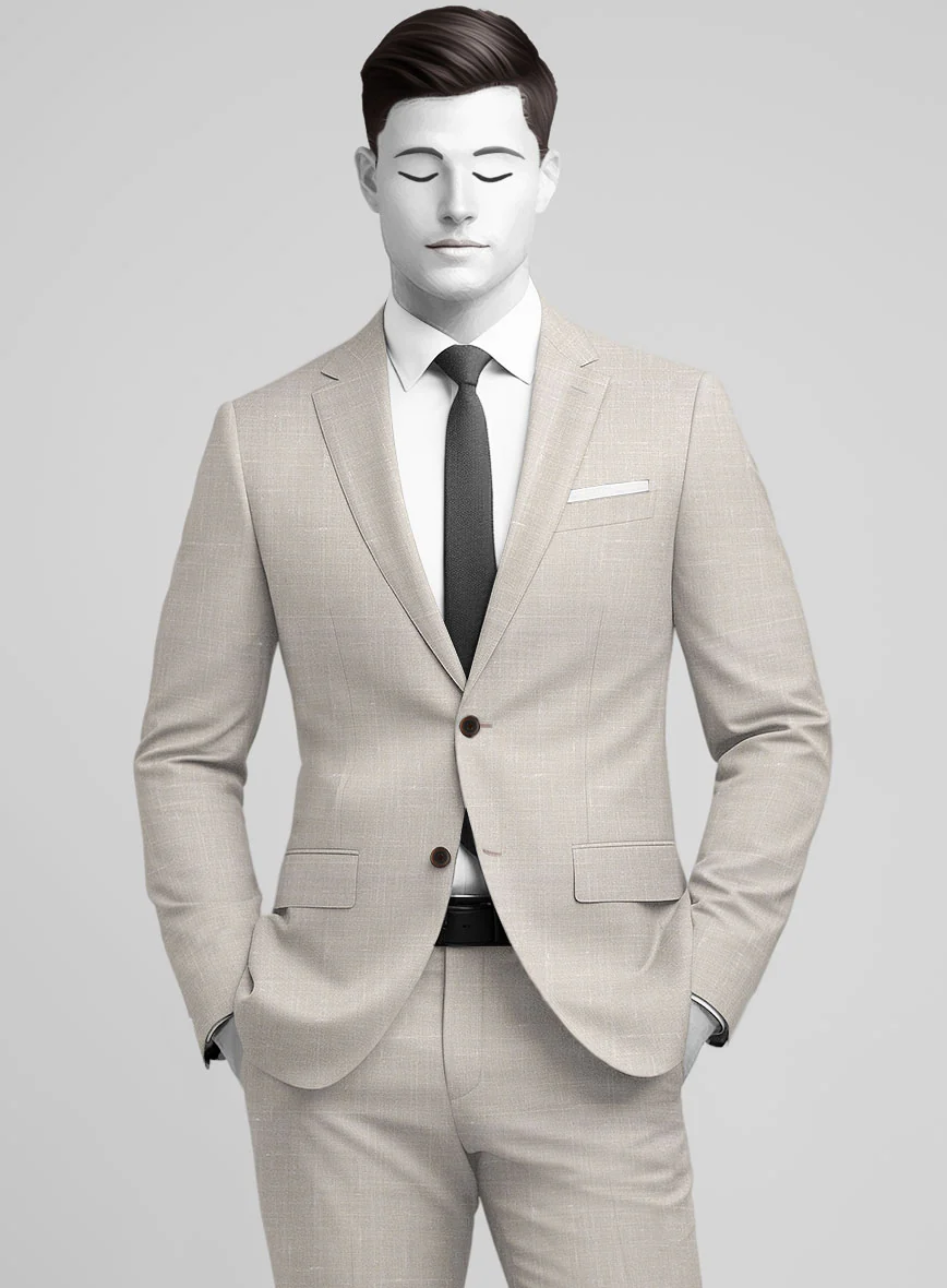Napolean Ricci Muted Beige Wool Suit - Image 4