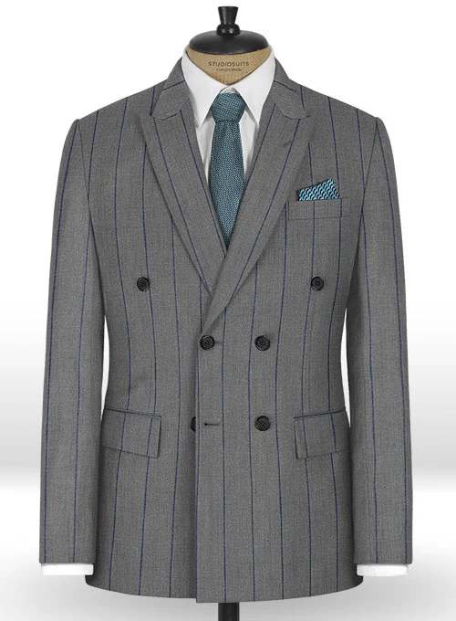 Napolean Rodrio Gray Wool Double Breasted Jacket