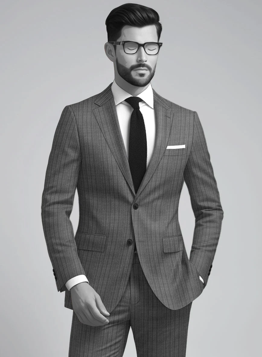 Napolean Romulo Stripe Gray Wool Suit - Image 3
