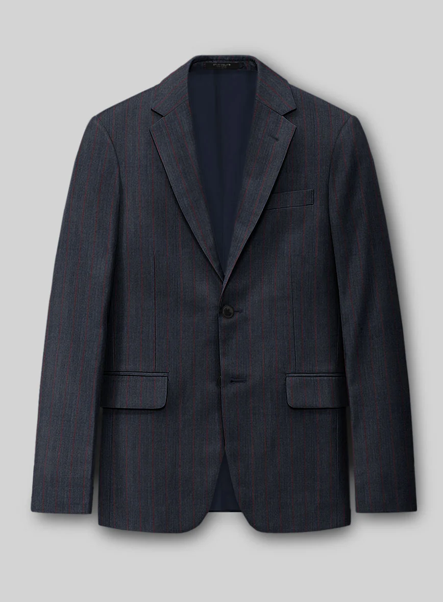 Napolean Rosano Stripe Navy wool Suit - Image 2