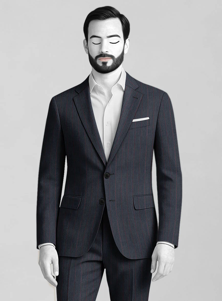 Napolean Rosano Stripe Navy wool Suit - Image 3