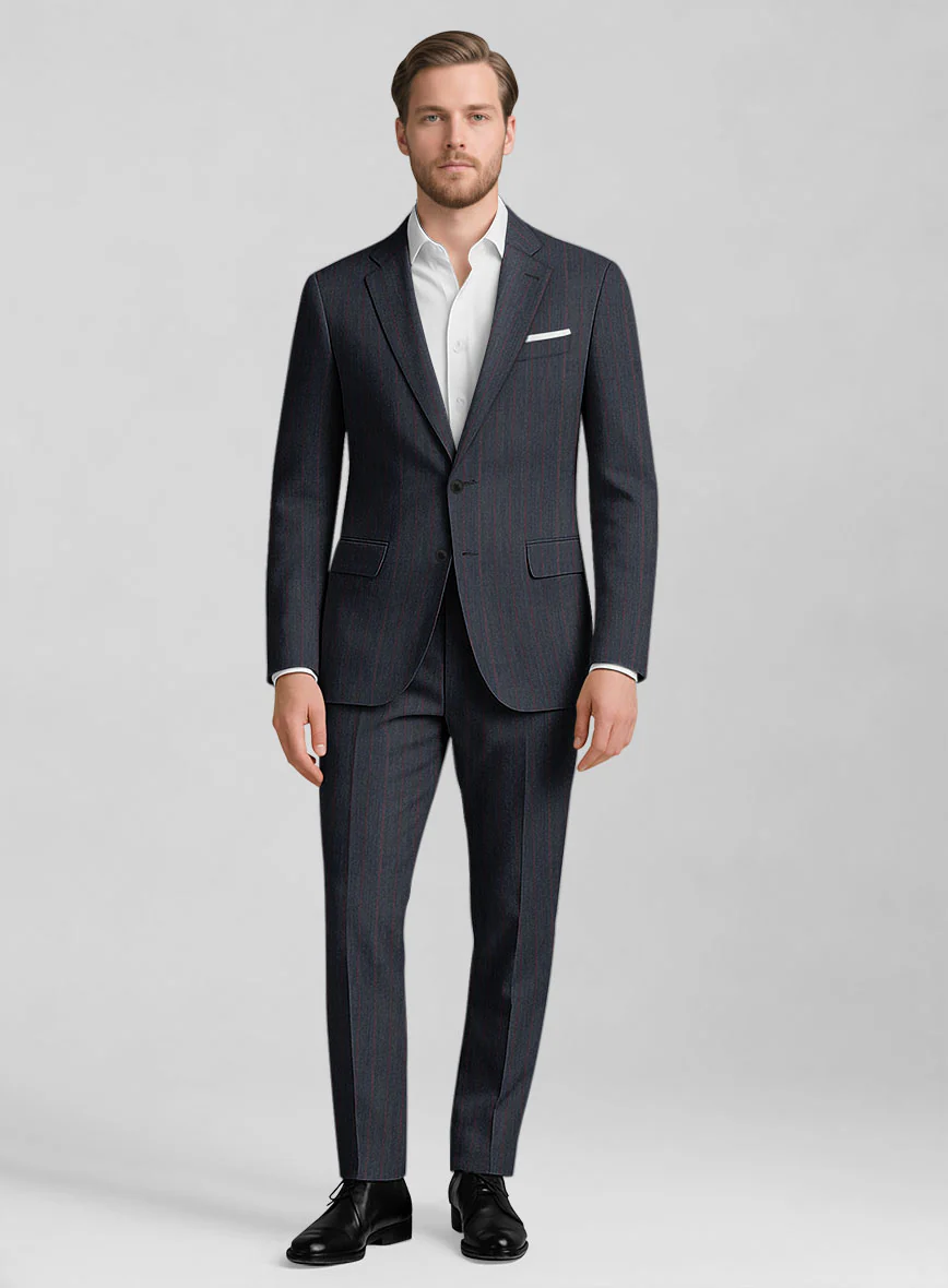 Napolean Rosano Stripe Navy wool Suit - Image 6