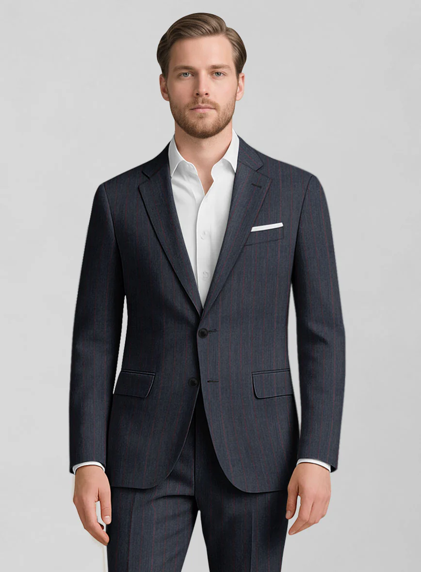 Napolean Rosano Stripe Navy wool Suit - Image 7