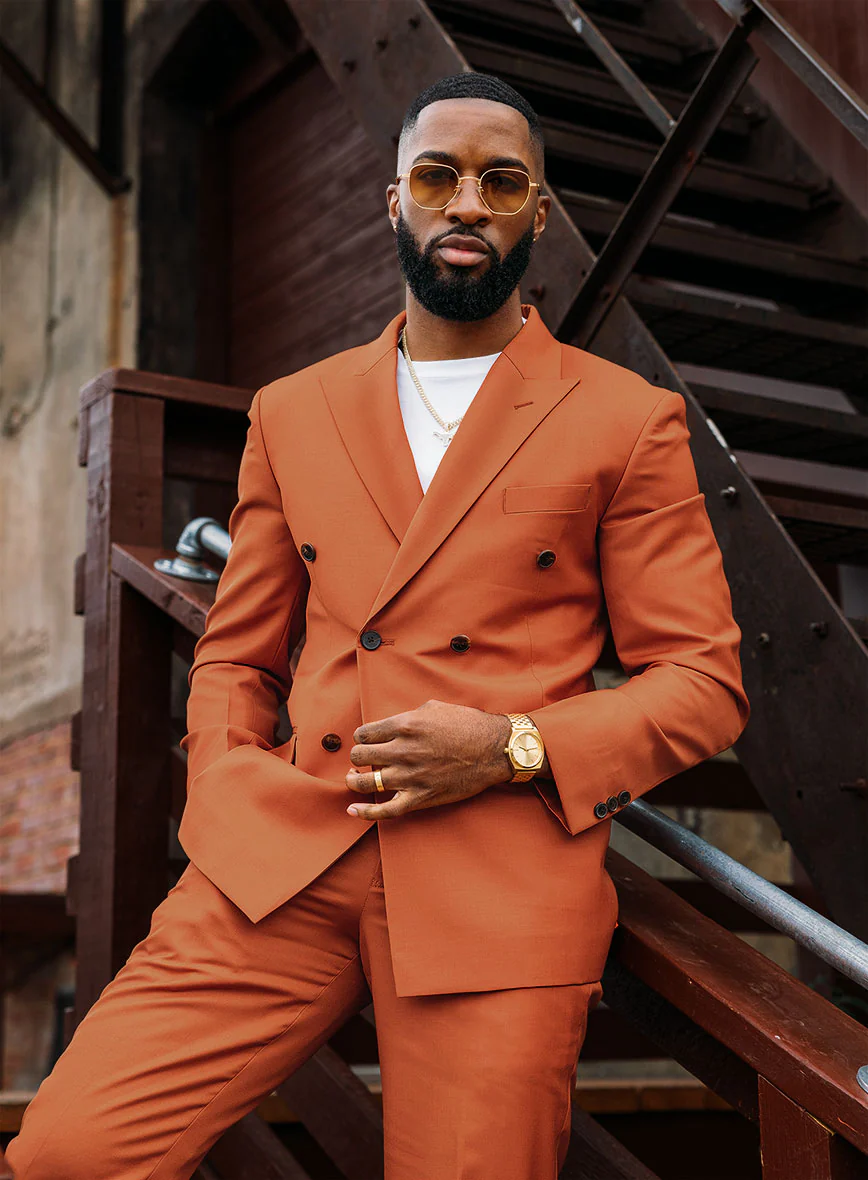 Napolean Runway Orange Wool Double Breasted Suit - Image 2