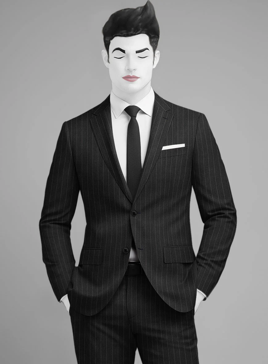 Napolean Santi Stripe Charcoal Wool Jacket - Image 2