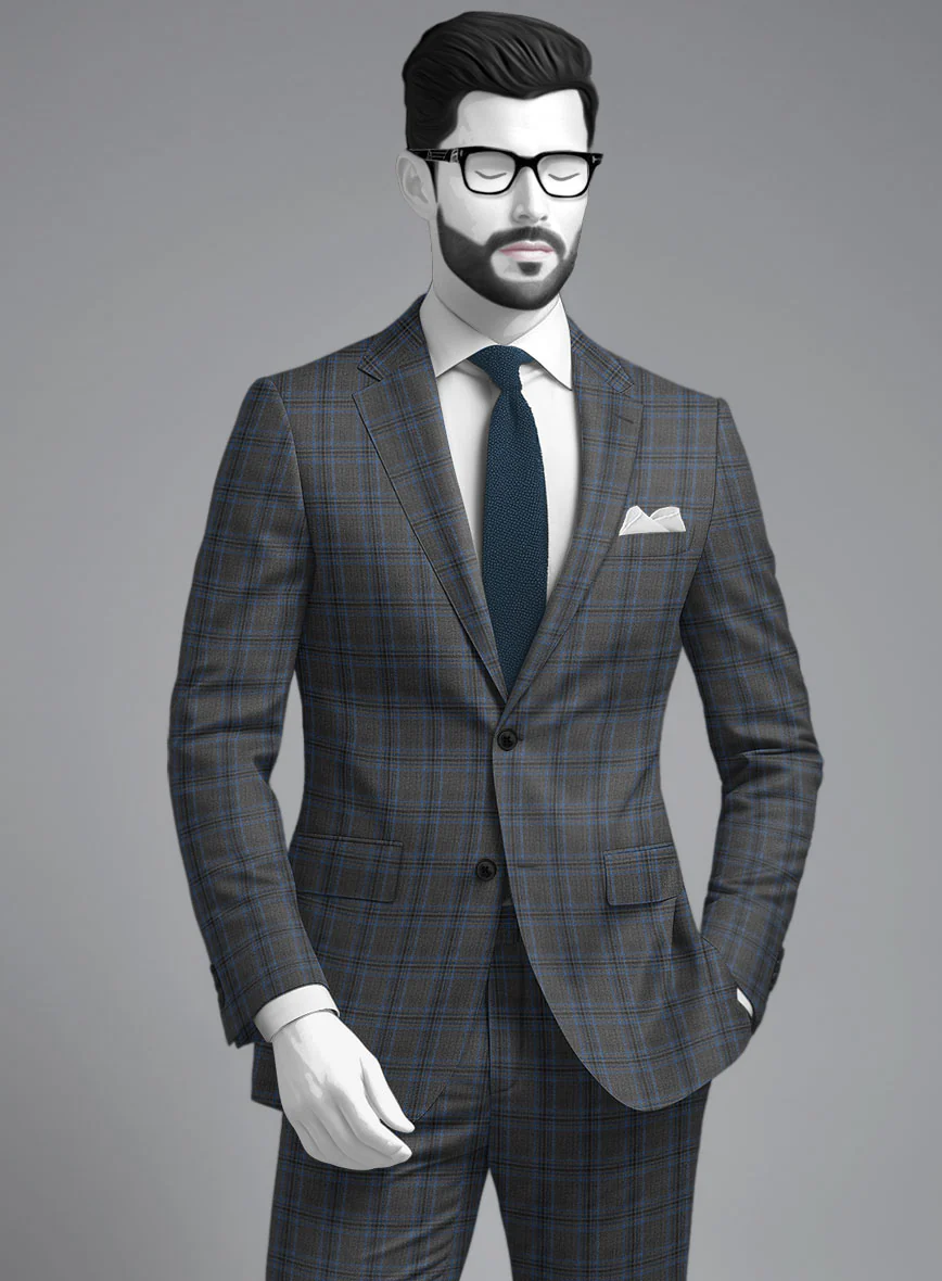 Napolean Sarcho Gray Blue Wool  Jacket - Image 2