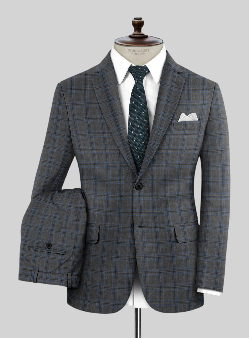 Napolean Sarcho Gray Blue Wool Suit - Image 2