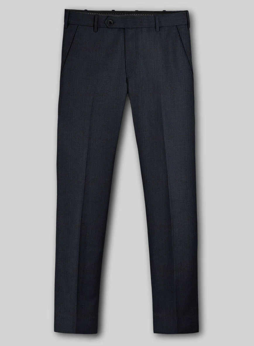 Napolean Self Satin Blue Wool Pants - Image 2
