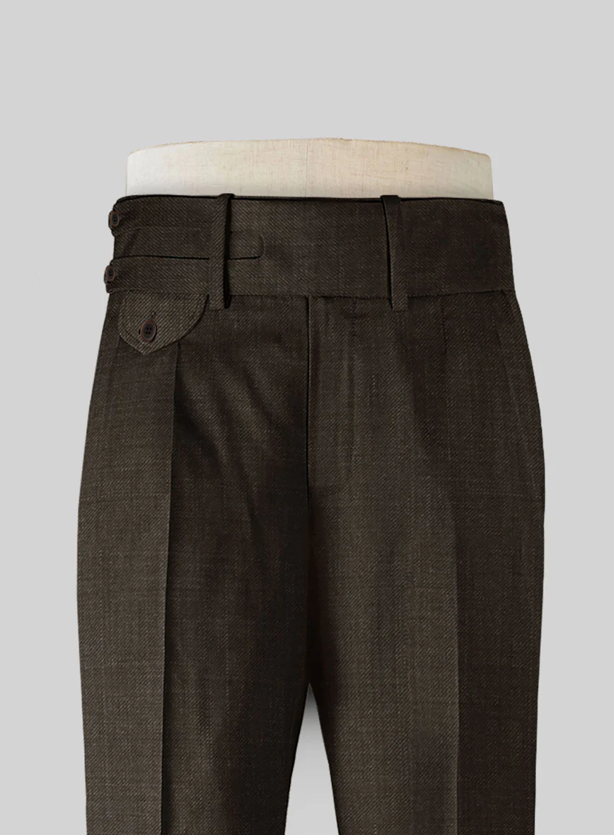 Napolean Sharkskin Brown Double Gurkha Wool Trousers - Image 3