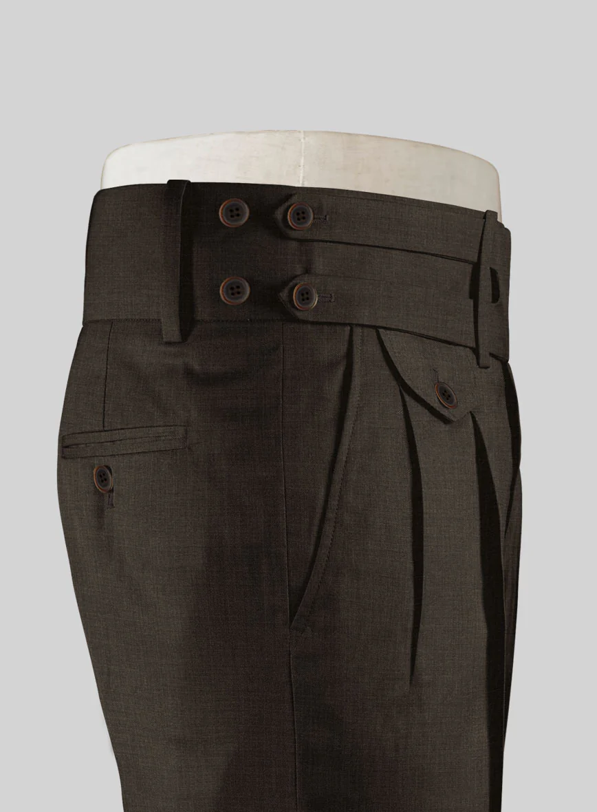 Napolean Sharkskin Brown Double Gurkha Wool Trousers - Image 5