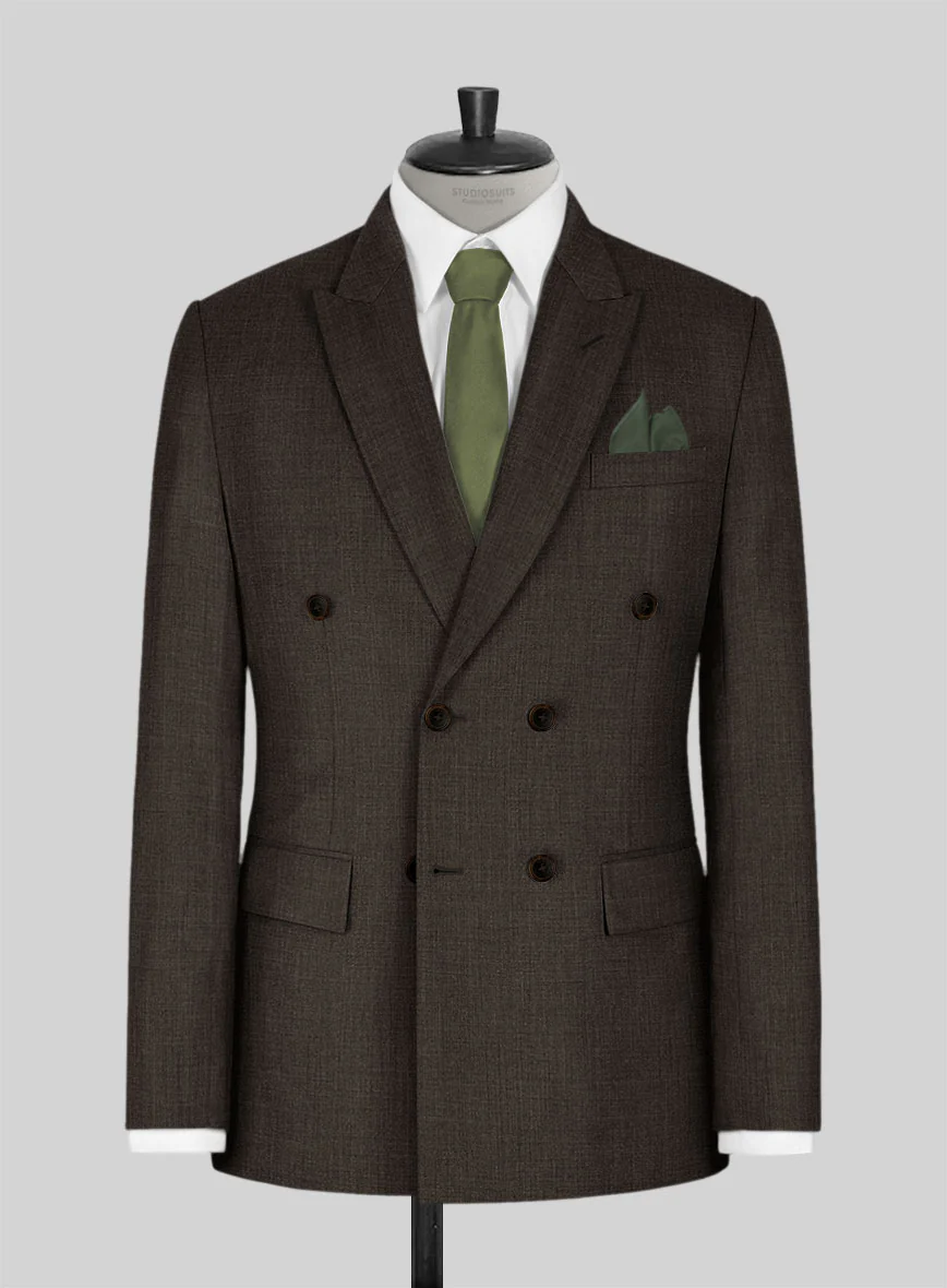 Napolean Sharkskin Brown Wool Double Breasted Suit - Image 3