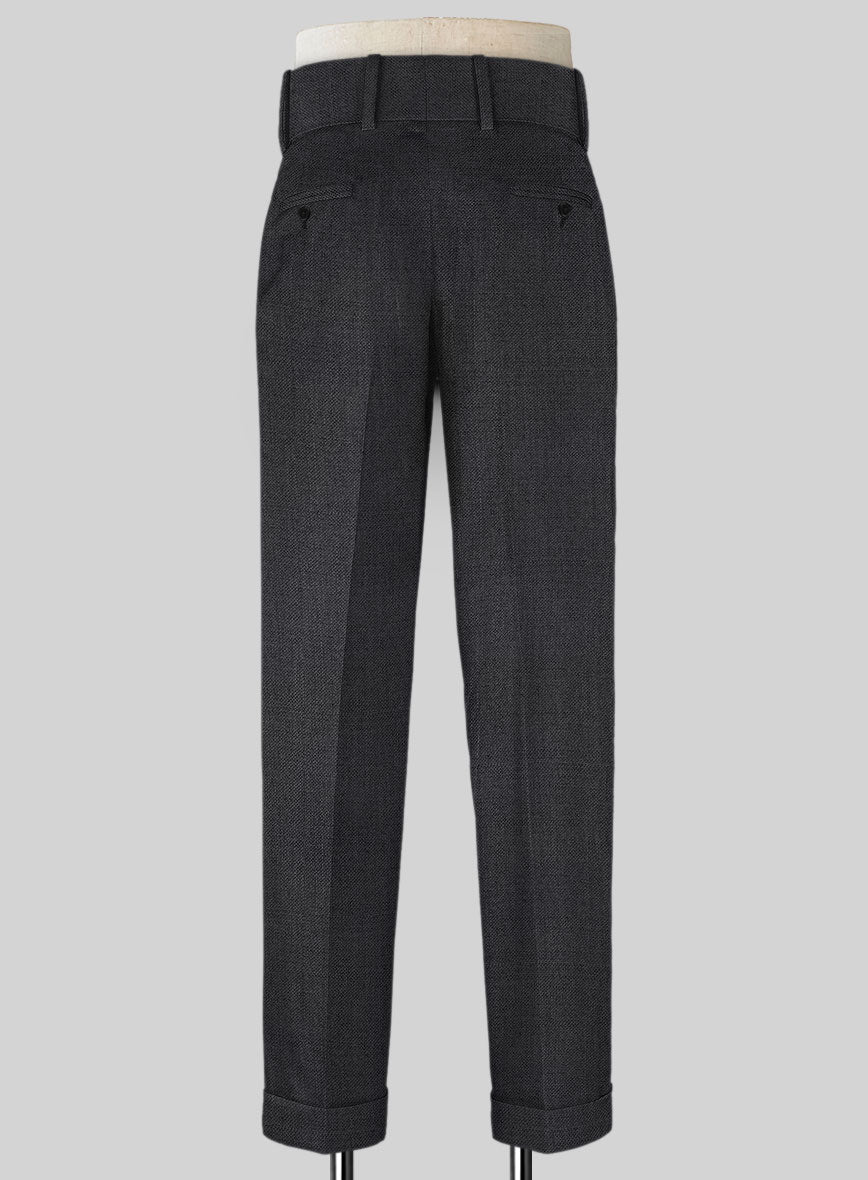 Napolean Sharkskin Charcoal Double Gurkha Wool Trousers - Image 2