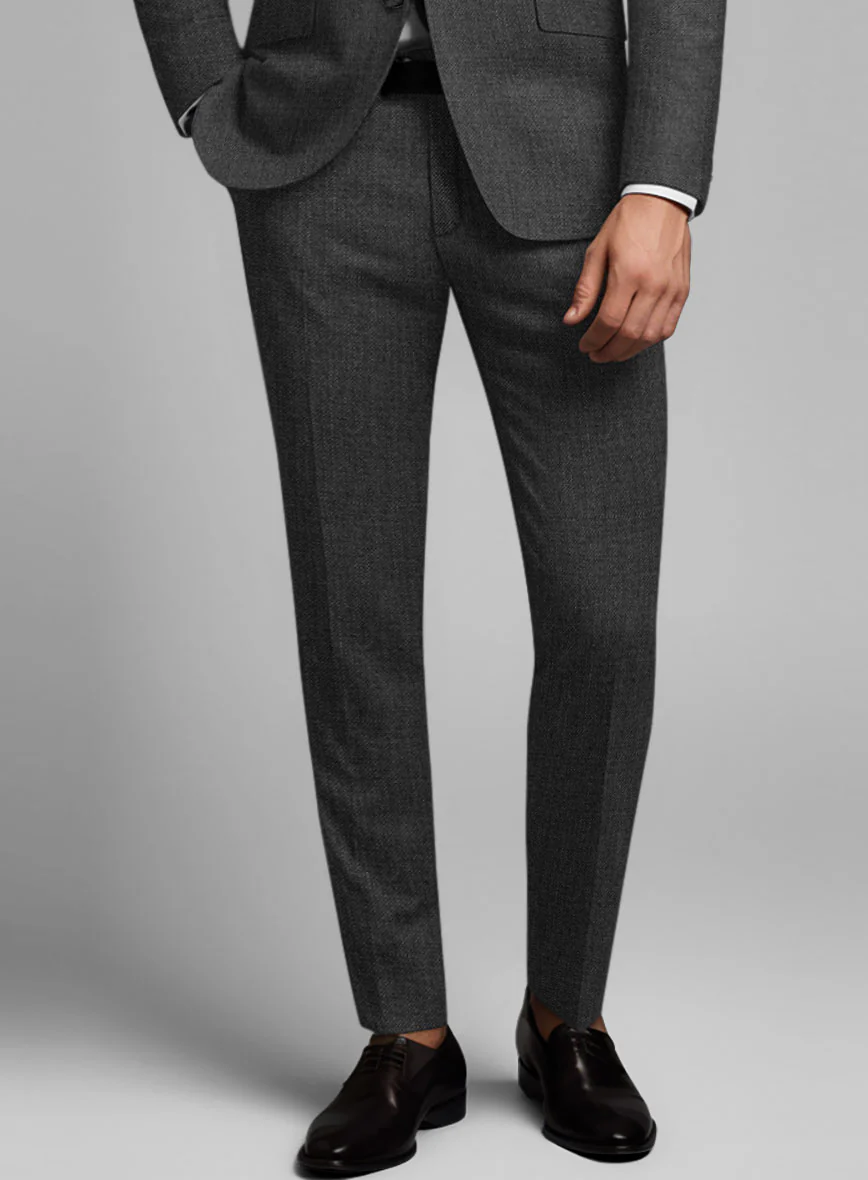 Napolean Sharkskin Charcoal Wool Tuxedo Suit - Image 5