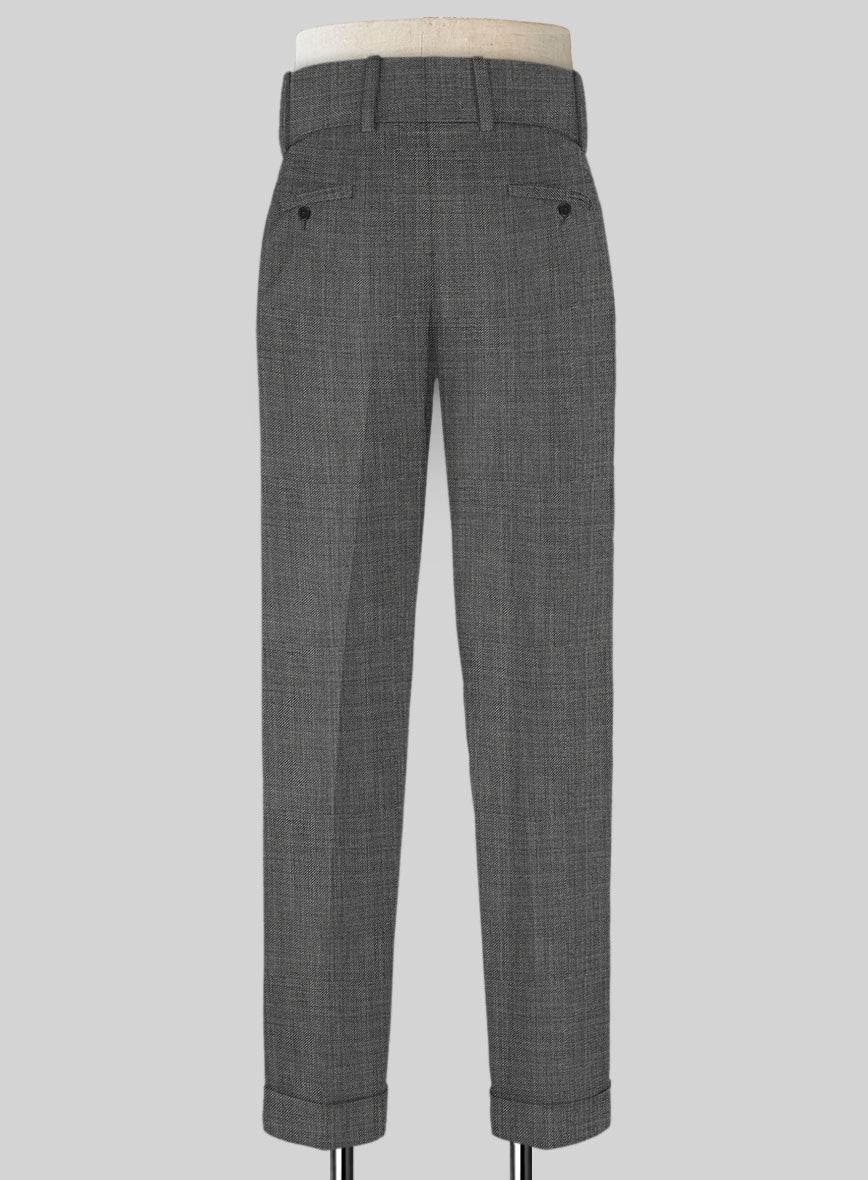 Napolean Sharkskin Gray Double Gurkha Wool Trousers - Image 2