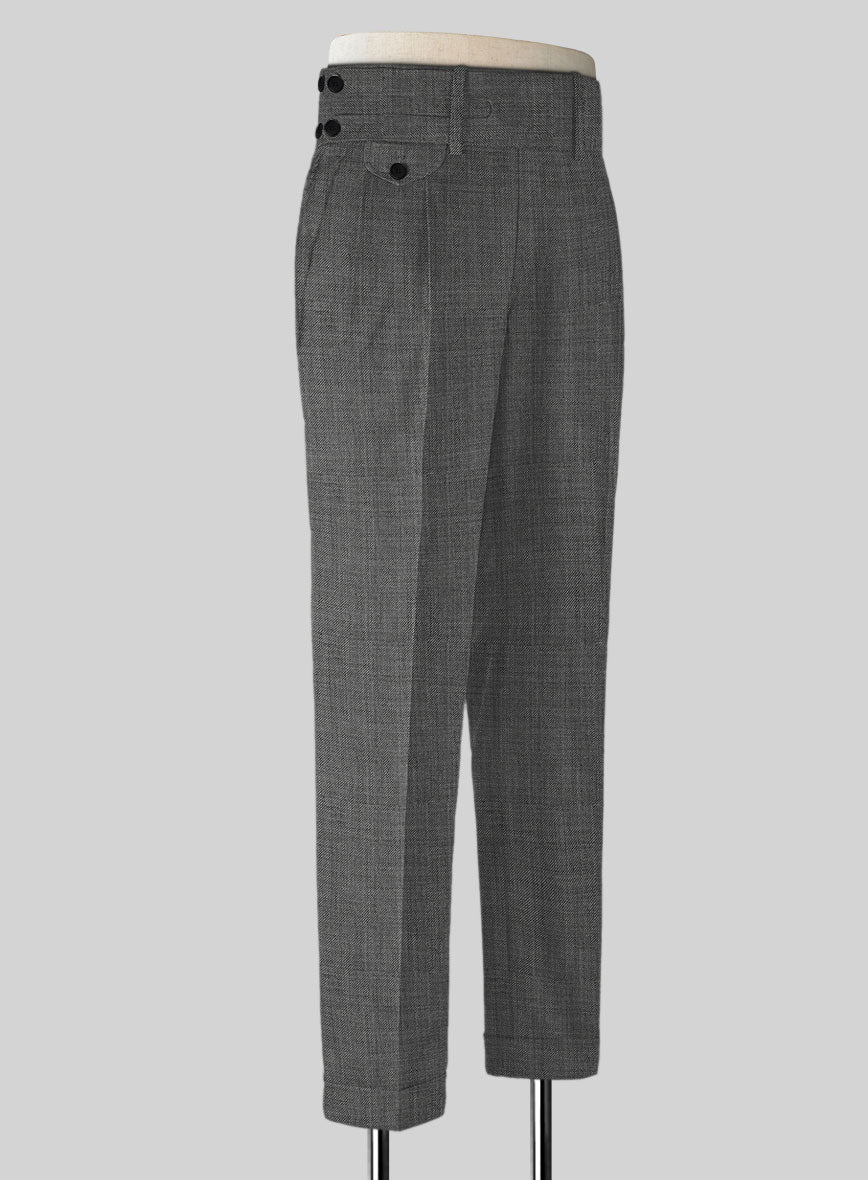 Napolean Sharkskin Gray Double Gurkha Wool Trousers - Image 3