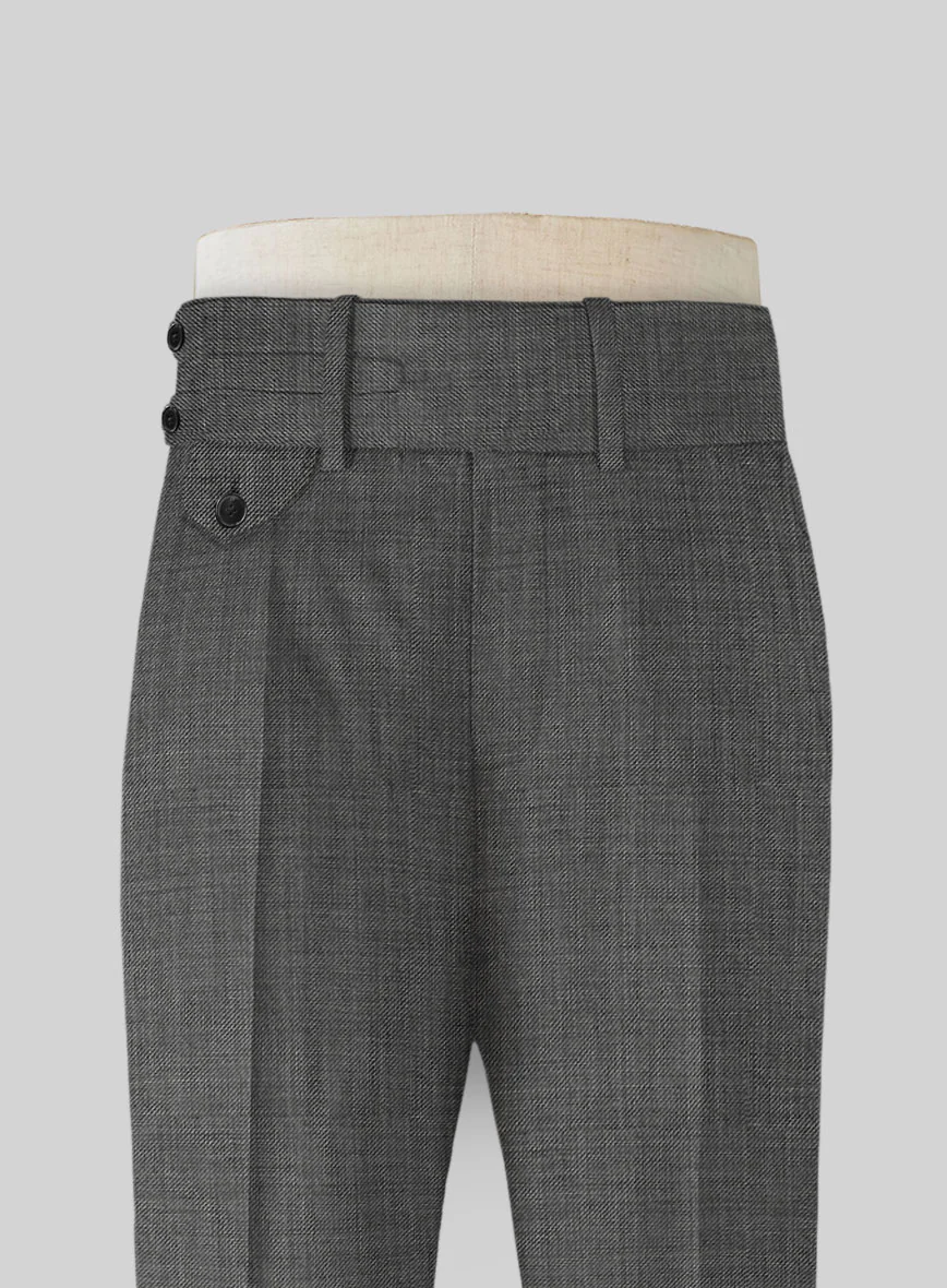 Napolean Sharkskin Gray Double Gurkha Wool Trousers - Image 4