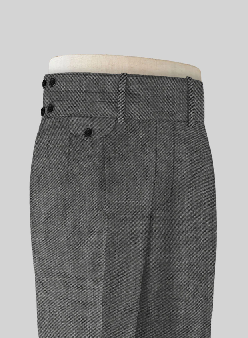 Napolean Sharkskin Gray Double Gurkha Wool Trousers - Image 5