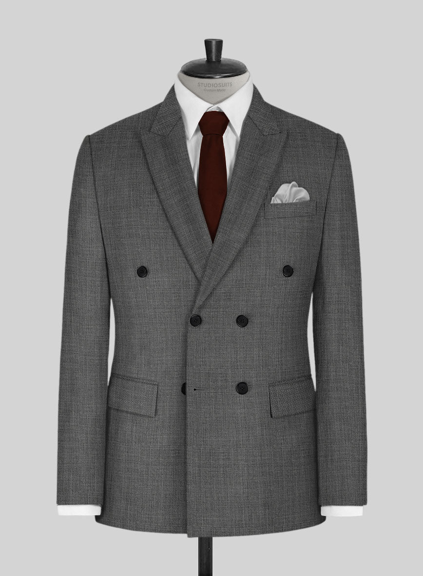 Napolean Sharkskin Gray Wool Double Breasted Suit - Image 2