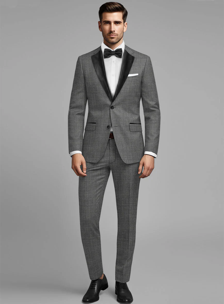 Napolean Sharkskin Gray Wool Tuxedo Suit - Image 2