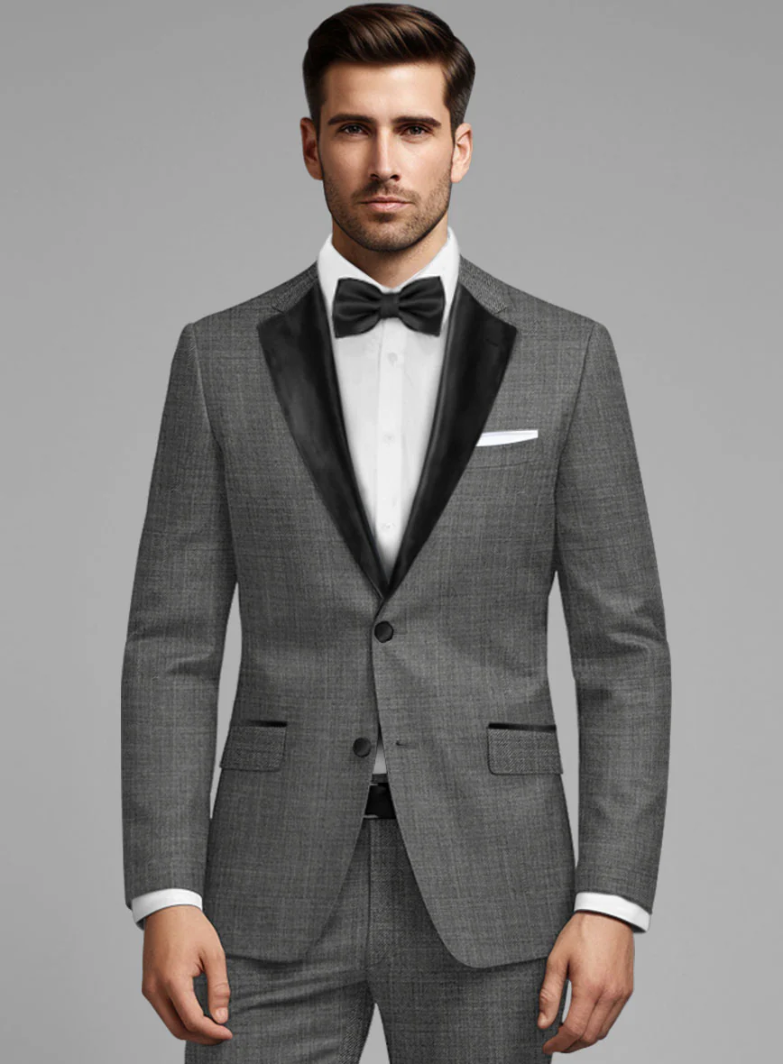 Napolean Sharkskin Gray Wool Tuxedo Suit - Image 4