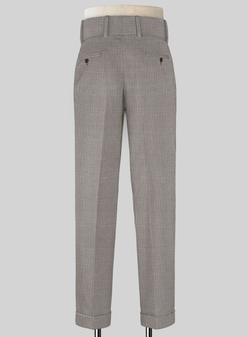 Napolean Sharkskin Light Brown Double Gurkha Wool Trousers - Image 2