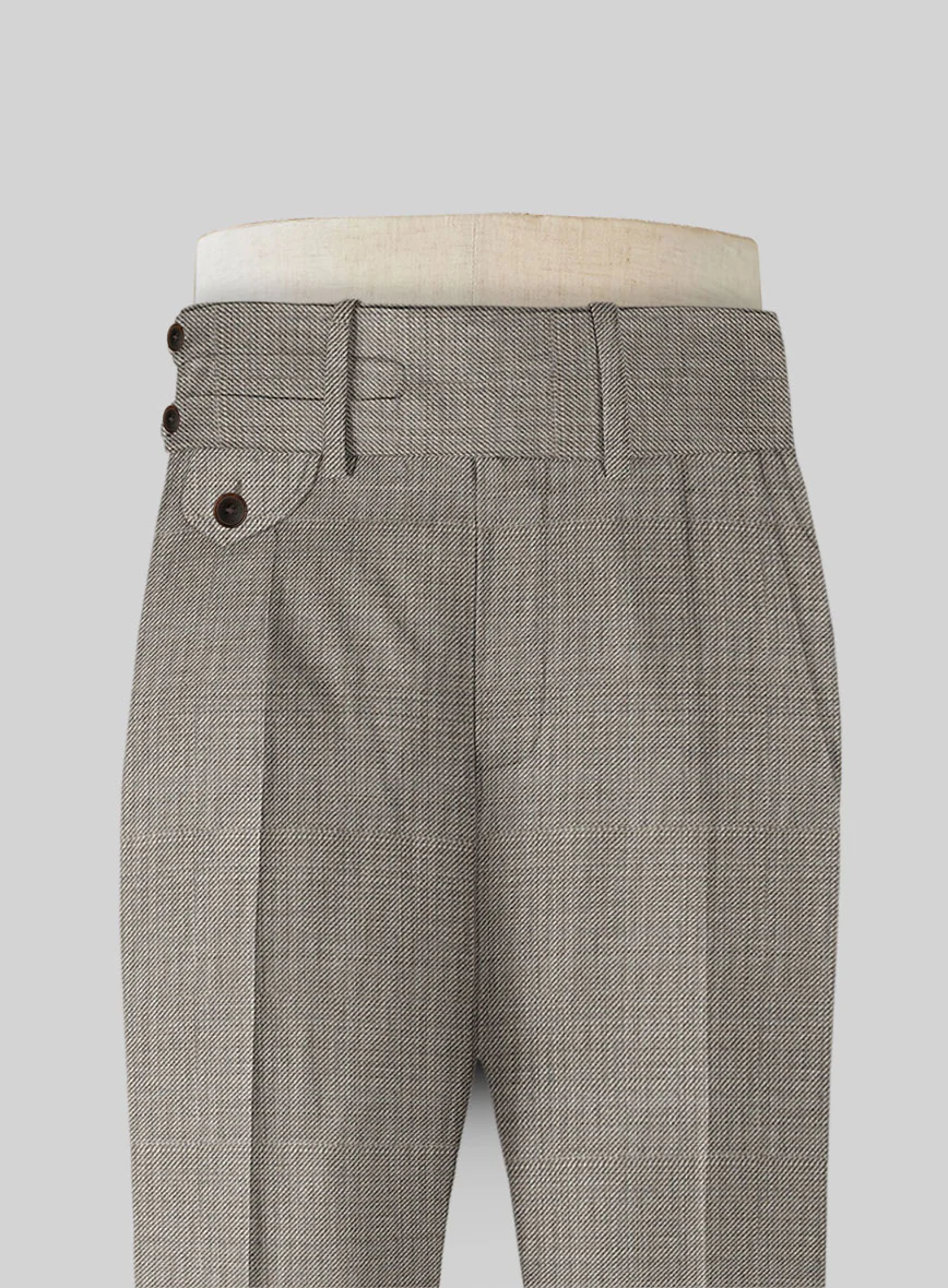 Napolean Sharkskin Light Brown Double Gurkha Wool Trousers - Image 3
