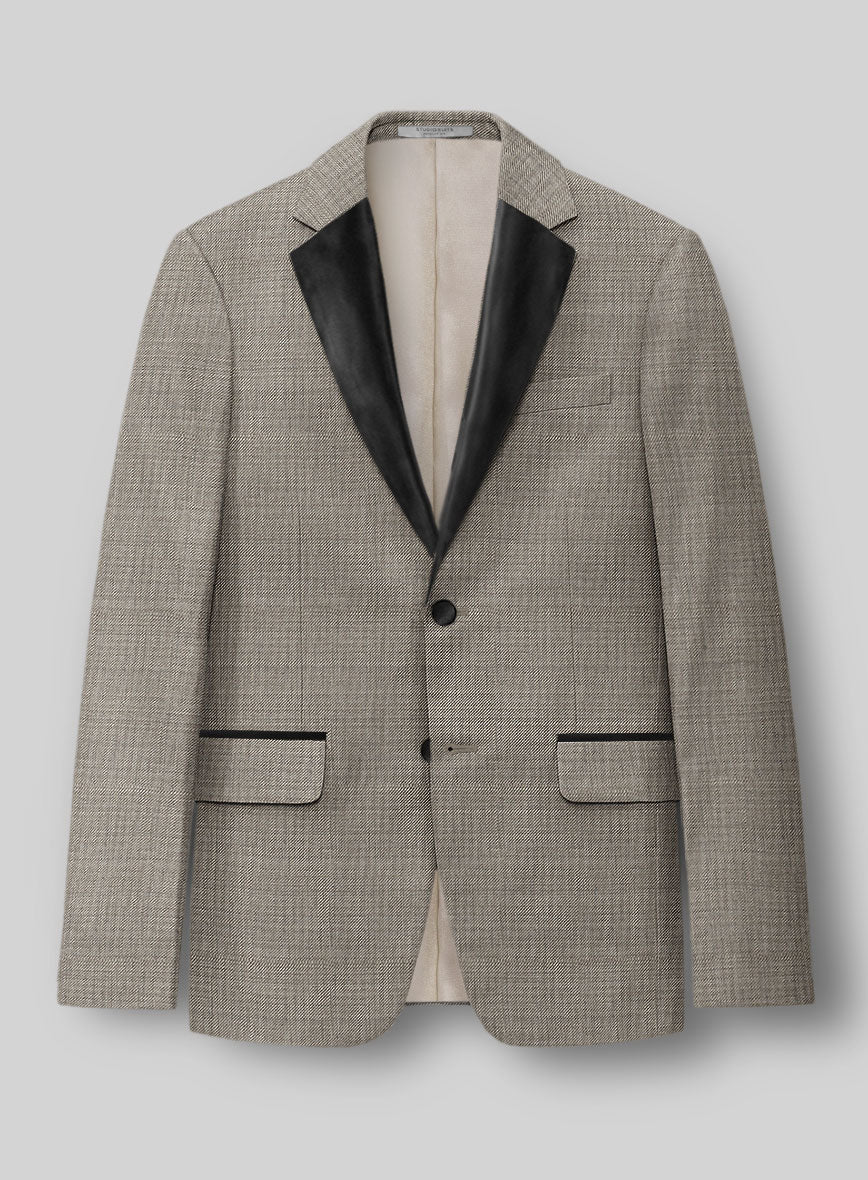 Napolean Sharkskin Light Brown Wool Tuxedo Suit - Image 4